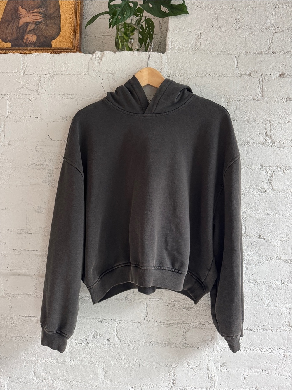 NEW Gap Cropped Hoodie in Charcoal Gray, size M